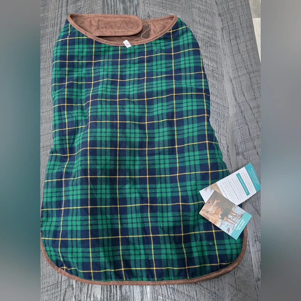 NWT Embark Quilted Brown Dog Coat With Plaid Fleece (Size:XL)